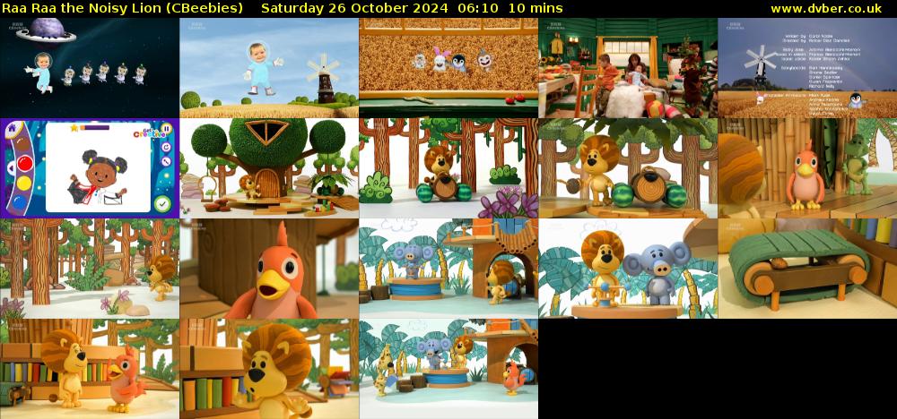 Raa Raa the Noisy Lion (CBeebies) Saturday 26 October 2024 06:10 - 06:20