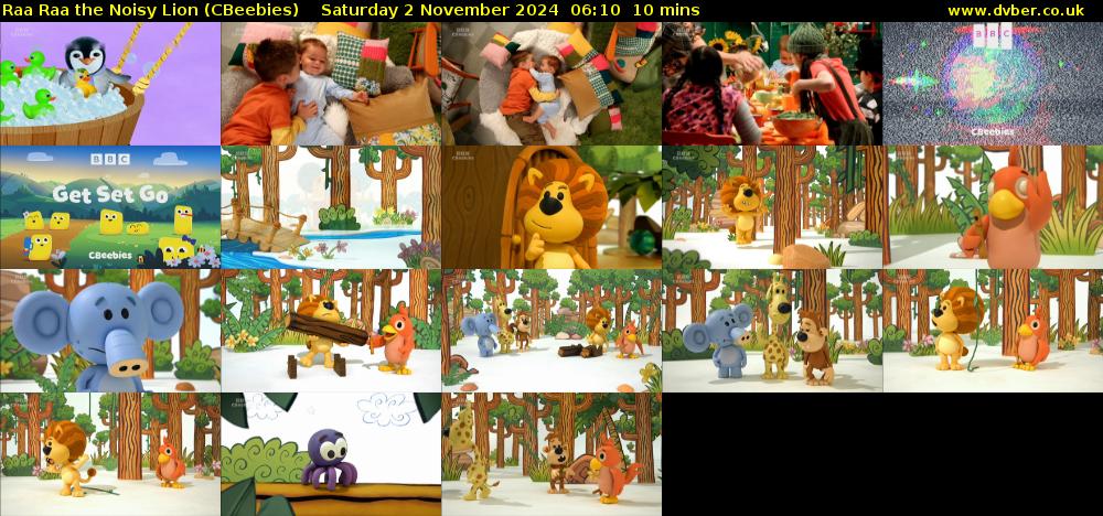 Raa Raa the Noisy Lion (CBeebies) Saturday 2 November 2024 06:10 - 06:20