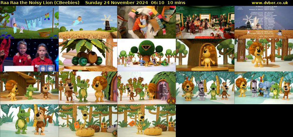 Raa Raa the Noisy Lion (CBeebies) Sunday 24 November 2024 06:10 - 06:20