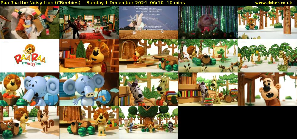 Raa Raa the Noisy Lion (CBeebies) Sunday 1 December 2024 06:10 - 06:20