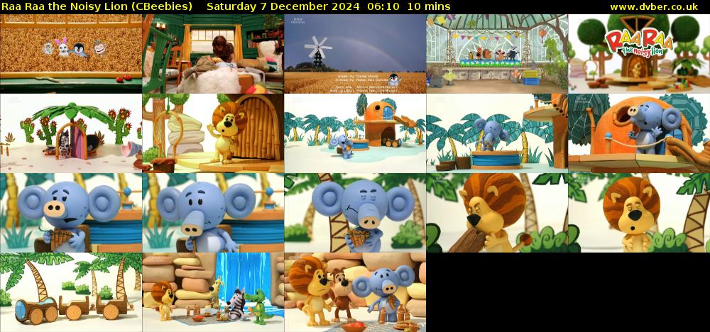 Raa Raa the Noisy Lion (CBeebies) Saturday 7 December 2024 06:10 - 06:20