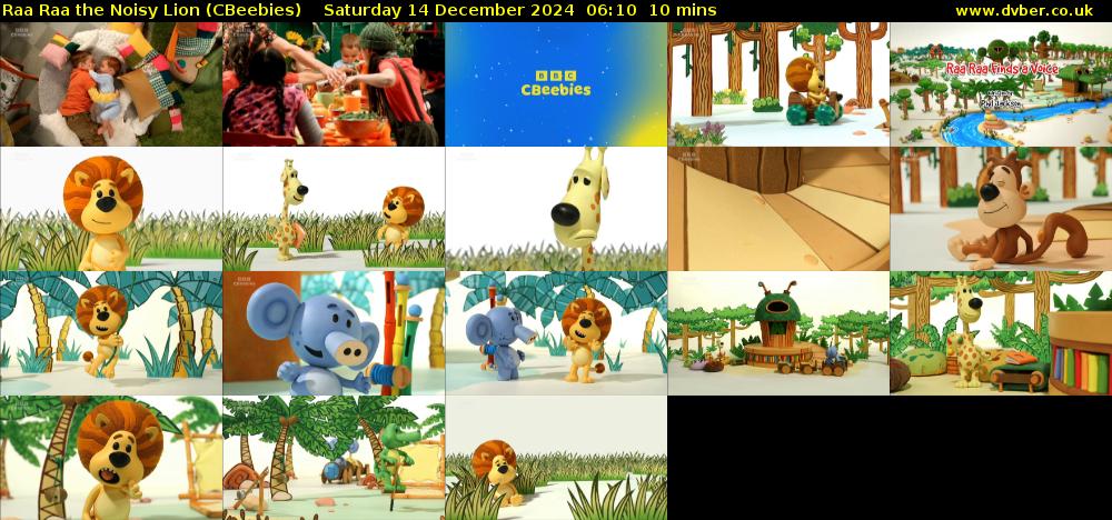 Raa Raa the Noisy Lion (CBeebies) Saturday 14 December 2024 06:10 - 06:20