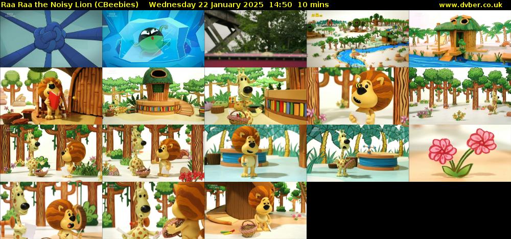 Raa Raa the Noisy Lion (CBeebies) Wednesday 22 January 2025 14:50 - 15:00