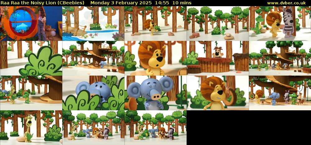 Raa Raa the Noisy Lion (CBeebies) Monday 3 February 2025 14:55 - 15:05