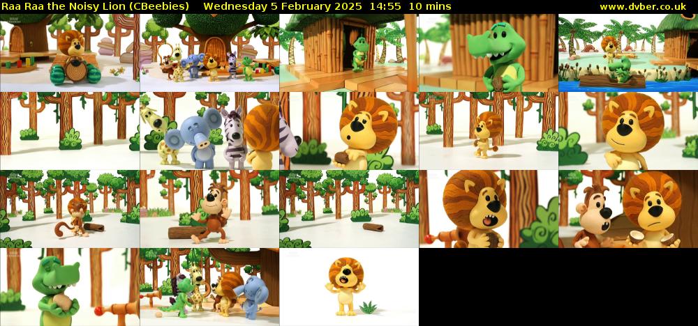 Raa Raa the Noisy Lion (CBeebies) Wednesday 5 February 2025 14:55 - 15:05