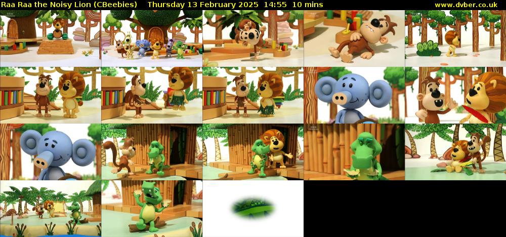 Raa Raa the Noisy Lion (CBeebies) Thursday 13 February 2025 14:55 - 15:05