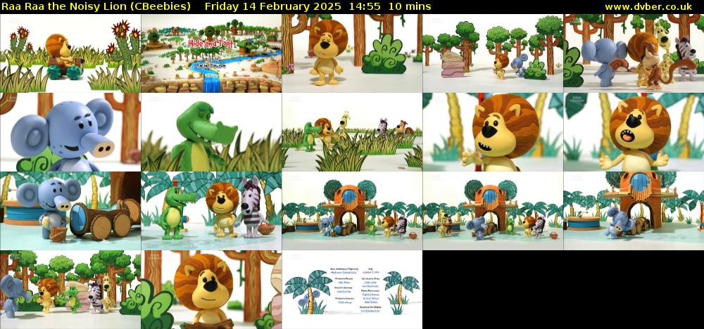 Raa Raa the Noisy Lion (CBeebies) Friday 14 February 2025 14:55 - 15:05