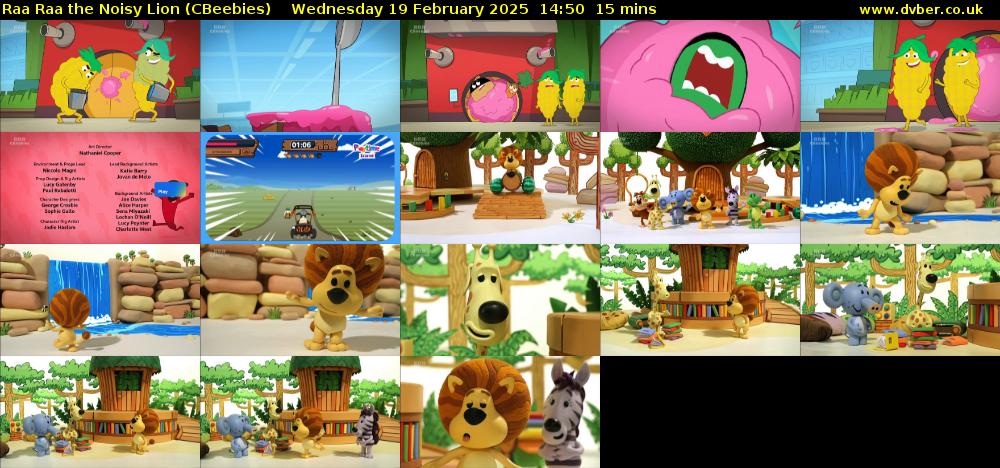 Raa Raa the Noisy Lion (CBeebies) Wednesday 19 February 2025 14:50 - 15:05