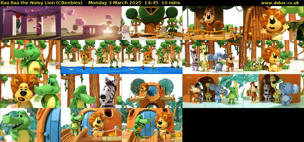 Raa Raa the Noisy Lion (CBeebies) Monday 3 March 2025 14:45 - 14:55