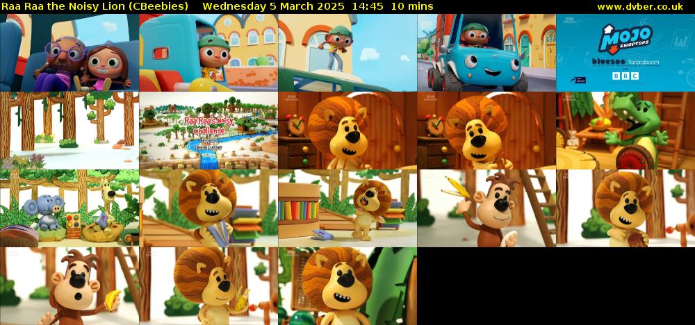 Raa Raa the Noisy Lion (CBeebies) Wednesday 5 March 2025 14:45 - 14:55