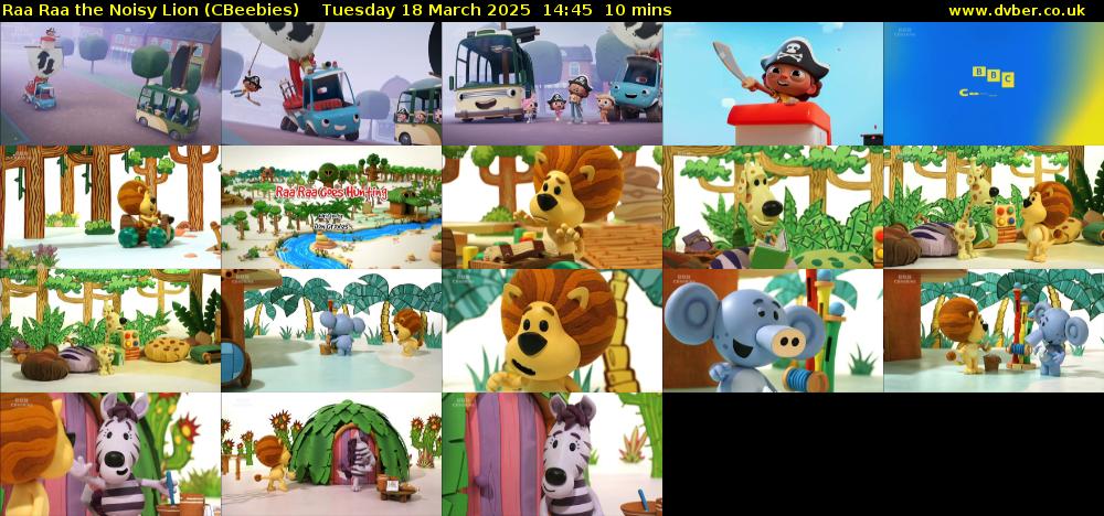 Raa Raa the Noisy Lion (CBeebies) Tuesday 18 March 2025 14:45 - 14:55
