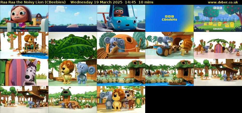 Raa Raa the Noisy Lion (CBeebies) Wednesday 19 March 2025 14:45 - 14:55