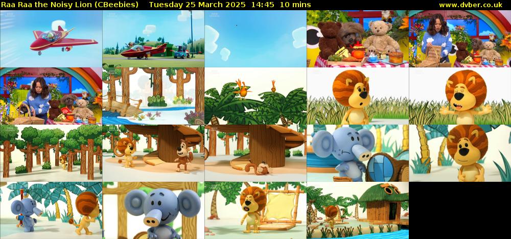 Raa Raa the Noisy Lion (CBeebies) Tuesday 25 March 2025 14:45 - 14:55