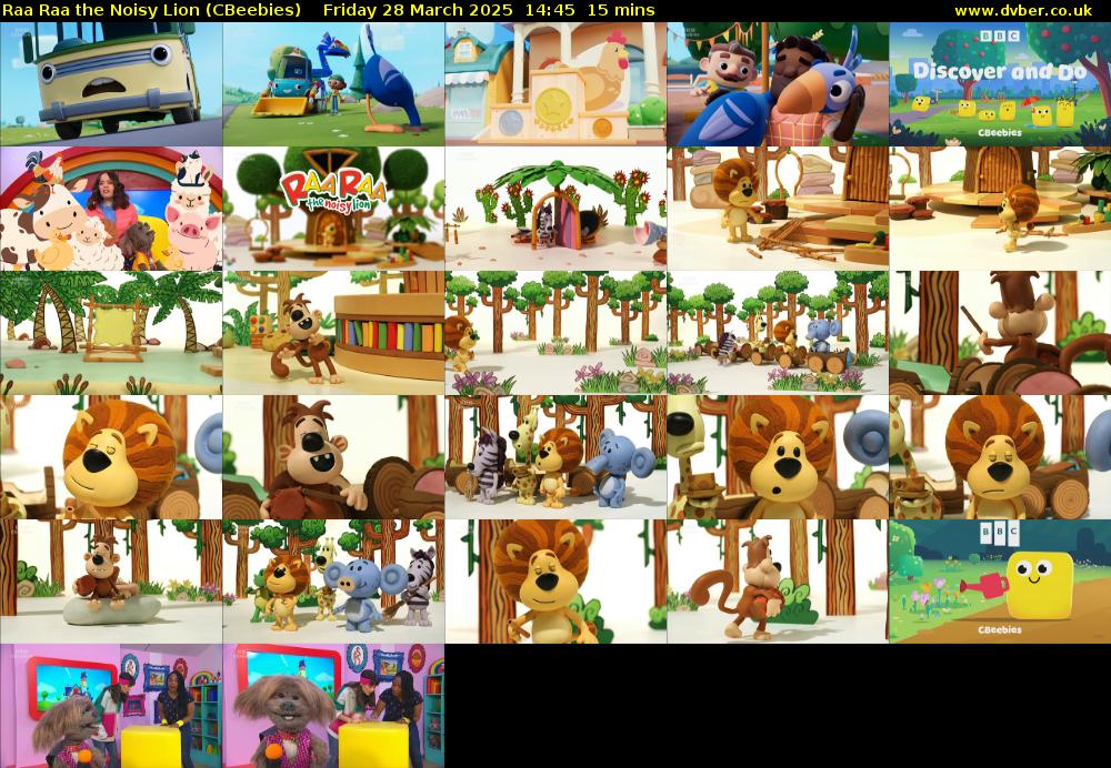 Raa Raa the Noisy Lion (CBeebies) Friday 28 March 2025 14:45 - 15:00