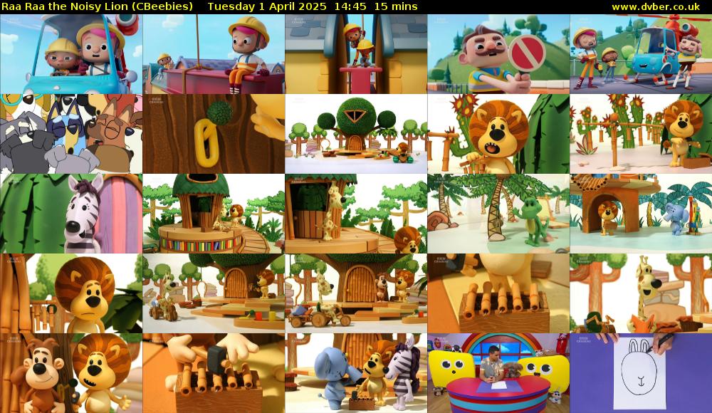 Raa Raa the Noisy Lion (CBeebies) Tuesday 1 April 2025 14:45 - 15:00
