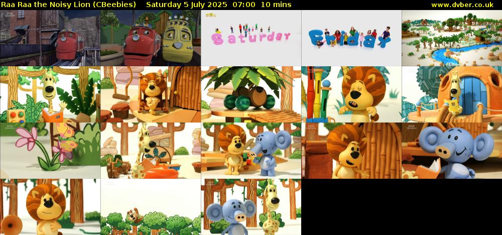 Raa Raa the Noisy Lion (CBeebies) Saturday 5 July 2025 07:00 - 07:10