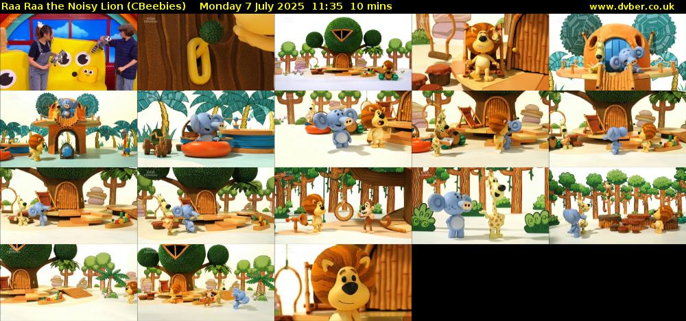 Raa Raa the Noisy Lion (CBeebies) Monday 7 July 2025 11:35 - 11:45
