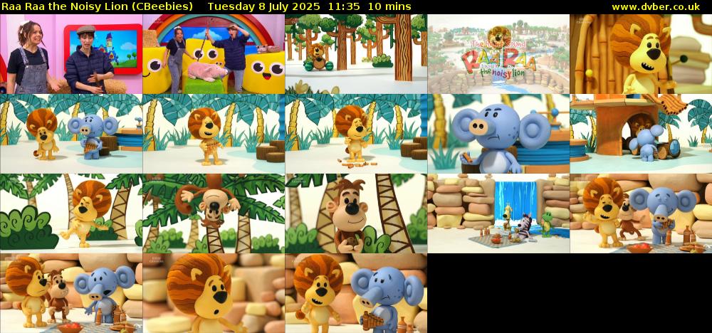 Raa Raa the Noisy Lion (CBeebies) Tuesday 8 July 2025 11:35 - 11:45
