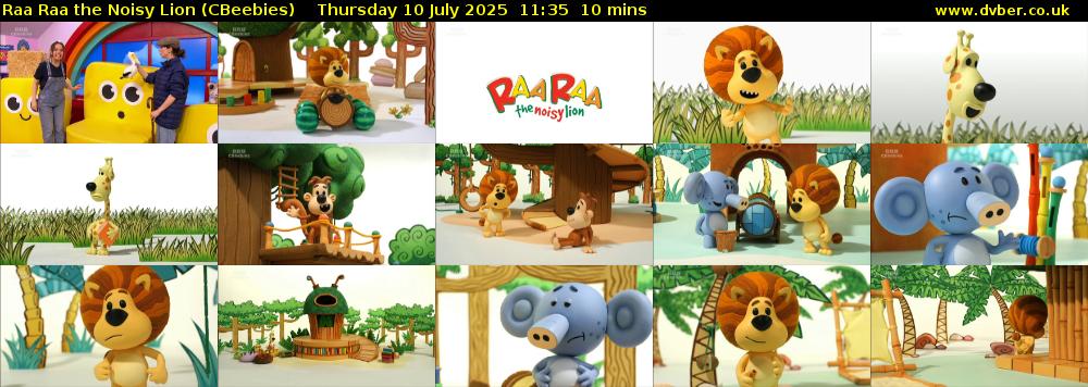 Raa Raa the Noisy Lion (CBeebies) Thursday 10 July 2025 11:35 - 11:45