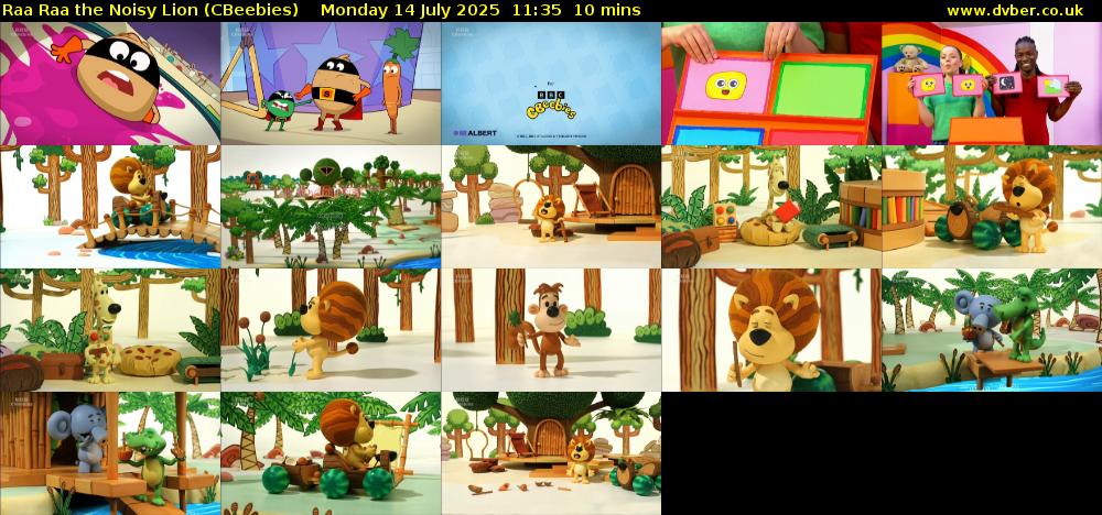 Raa Raa the Noisy Lion (CBeebies) Monday 14 July 2025 11:35 - 11:45