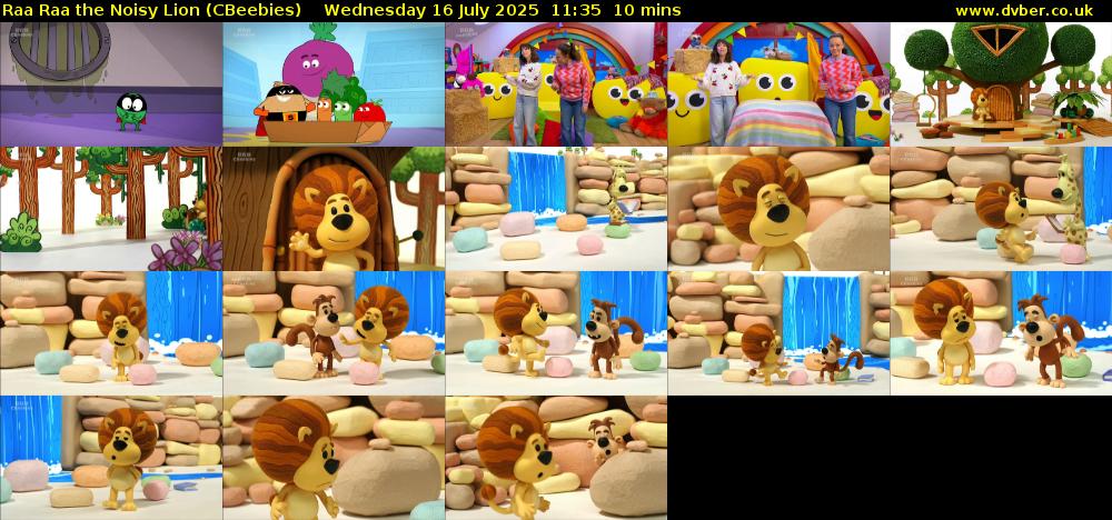 Raa Raa the Noisy Lion (CBeebies) Wednesday 16 July 2025 11:35 - 11:45