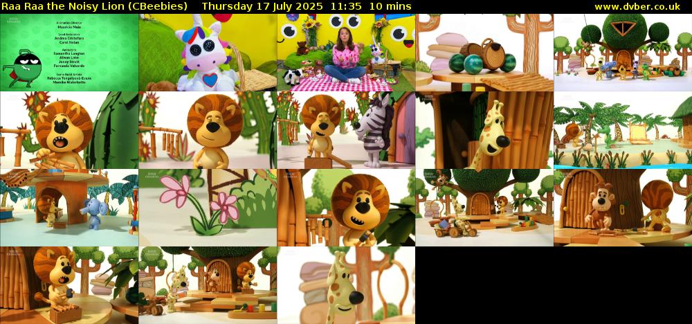 Raa Raa the Noisy Lion (CBeebies) Thursday 17 July 2025 11:35 - 11:45