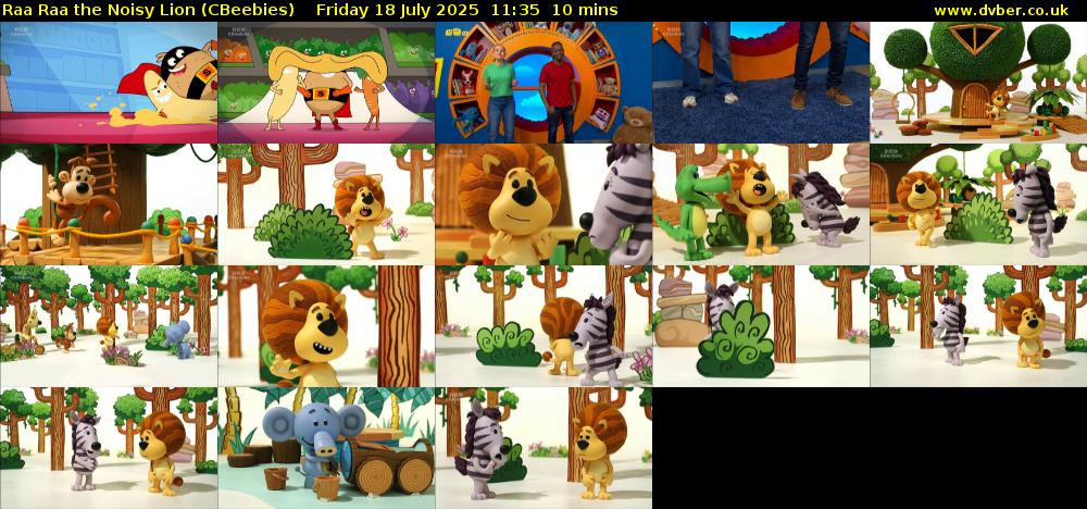 Raa Raa the Noisy Lion (CBeebies) Friday 18 July 2025 11:35 - 11:45