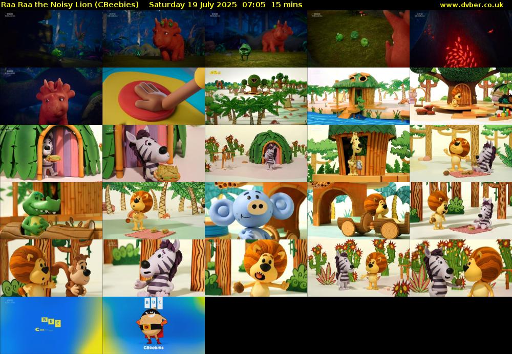 Raa Raa the Noisy Lion (CBeebies) Saturday 19 July 2025 07:05 - 07:20