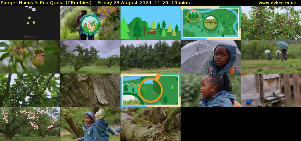 Ranger Hamza's Eco Quest (CBeebies) Friday 23 August 2024 11:20 - 11:30