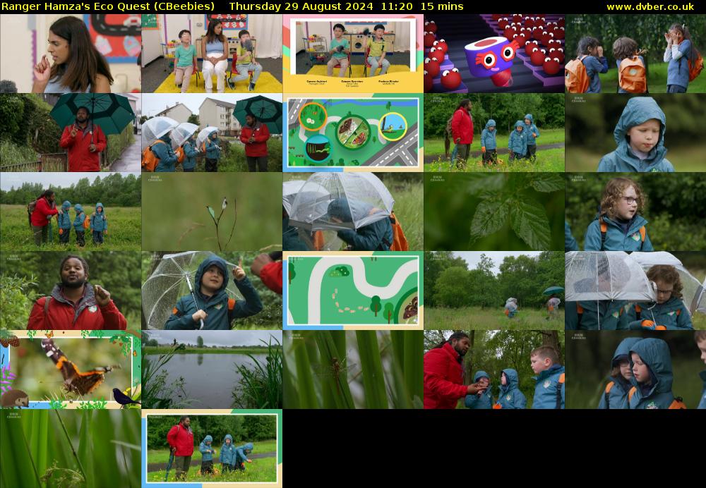 Ranger Hamza's Eco Quest (CBeebies) Thursday 29 August 2024 11:20 - 11:35