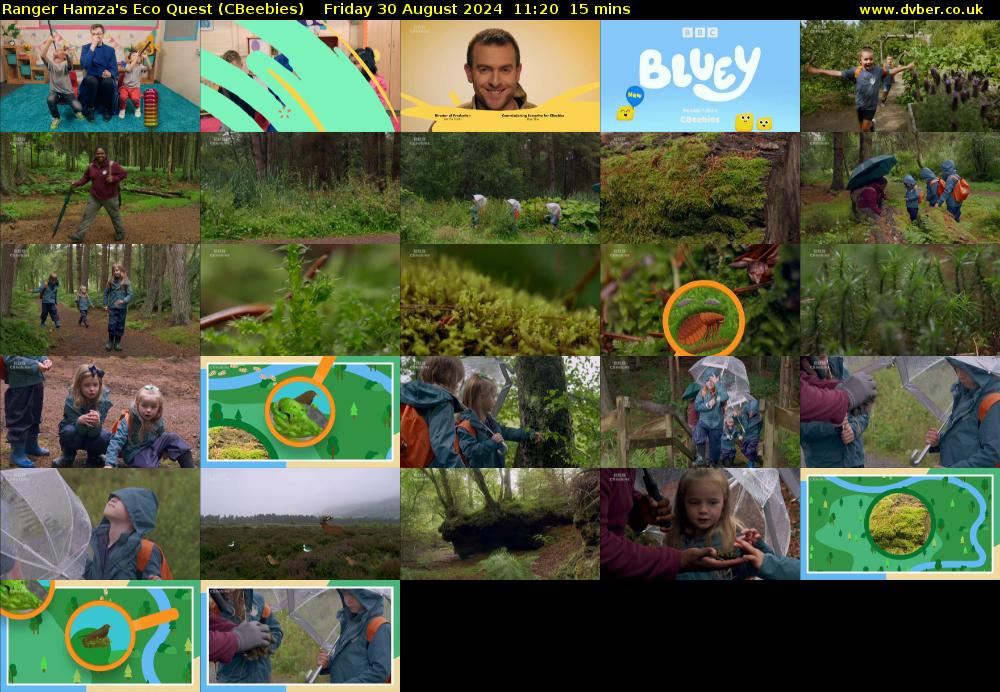 Ranger Hamza's Eco Quest (CBeebies) Friday 30 August 2024 11:20 - 11:35