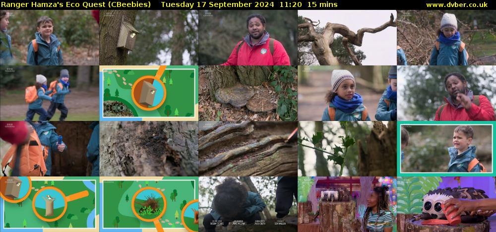 Ranger Hamza's Eco Quest (CBeebies) Tuesday 17 September 2024 11:20 - 11:35