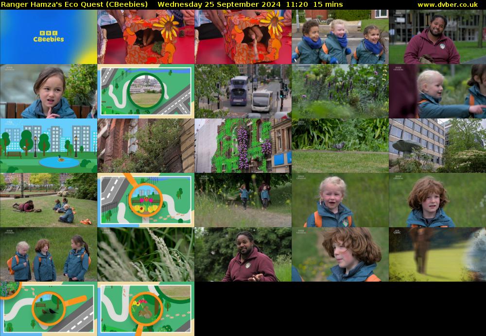 Ranger Hamza's Eco Quest (CBeebies) Wednesday 25 September 2024 11:20 - 11:35