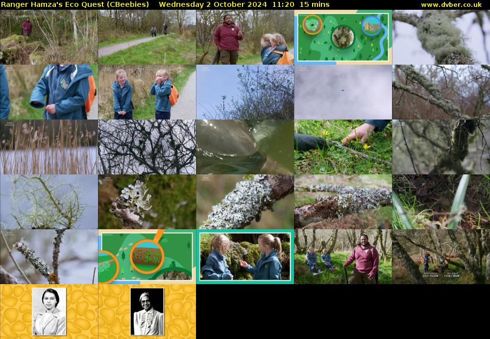 Ranger Hamza's Eco Quest (CBeebies) Wednesday 2 October 2024 11:20 - 11:35