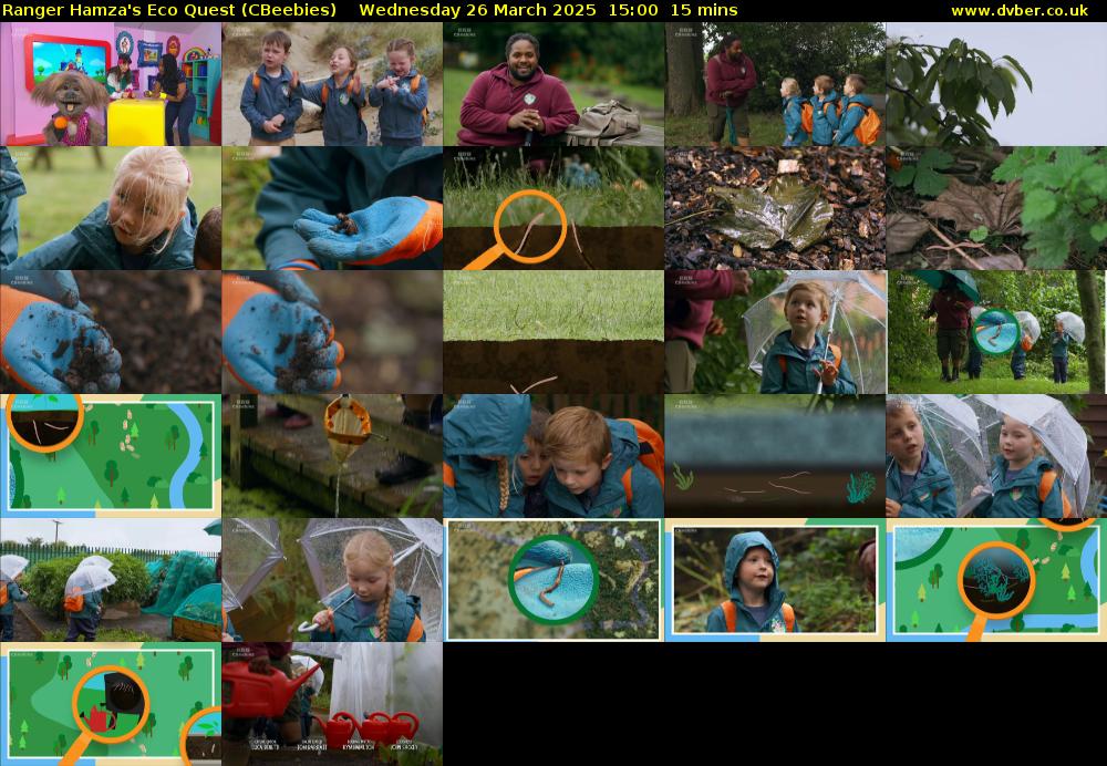Ranger Hamza's Eco Quest (CBeebies) Wednesday 26 March 2025 15:00 - 15:15