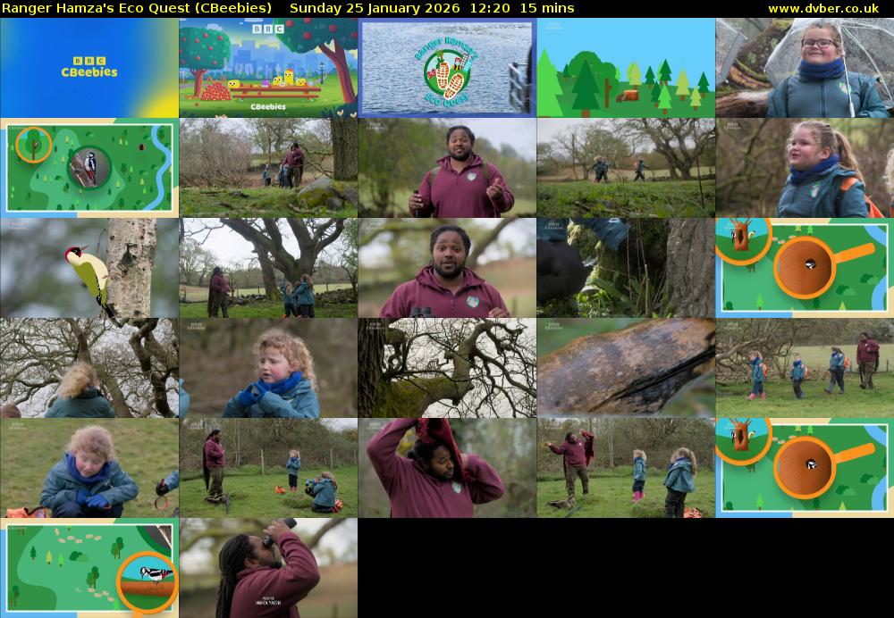 Ranger Hamza's Eco Quest (CBeebies) Sunday 25 January 2026 12:20 - 12:35