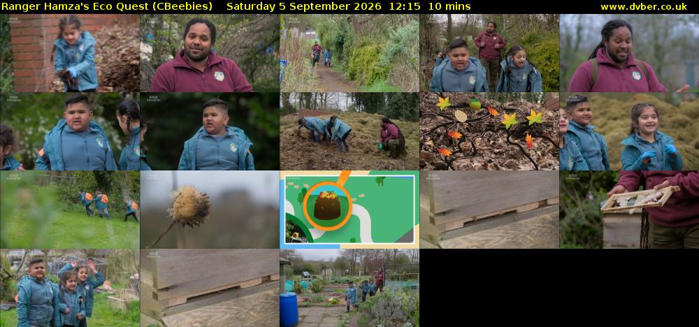 Ranger Hamza's Eco Quest (CBeebies) Saturday 5 September 2026 12:15 - 12:25