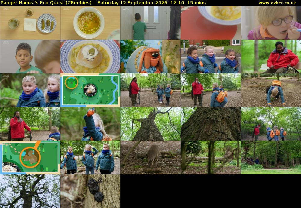 Ranger Hamza's Eco Quest (CBeebies) Saturday 12 September 2026 12:10 - 12:25