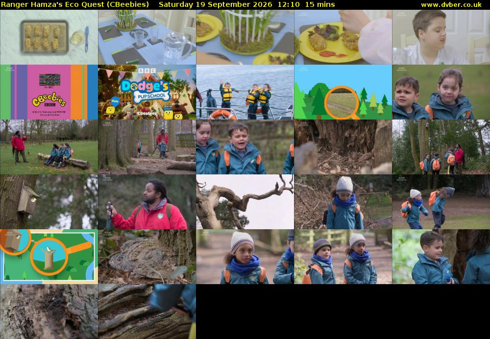 Ranger Hamza's Eco Quest (CBeebies) Saturday 19 September 2026 12:10 - 12:25
