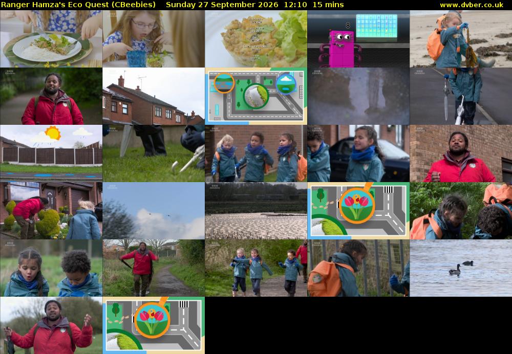 Ranger Hamza's Eco Quest (CBeebies) Sunday 27 September 2026 12:10 - 12:25