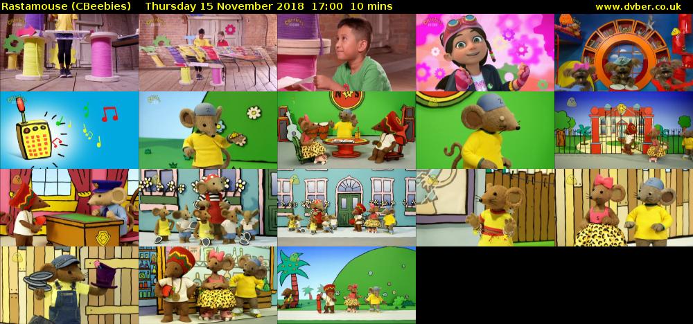 Rastamouse (CBeebies) Thursday 15 November 2018 17:00 - 17:10