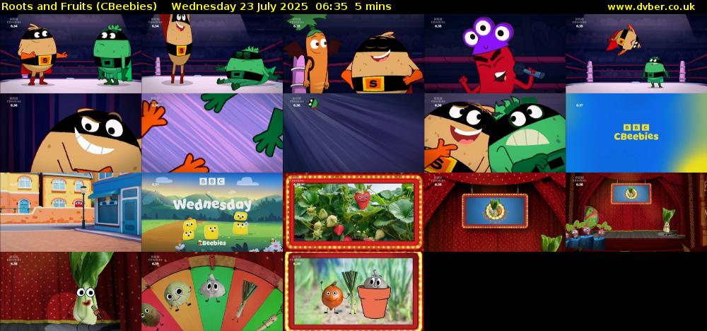 Roots and Fruits (CBeebies) Wednesday 23 July 2025 06:35 - 06:40