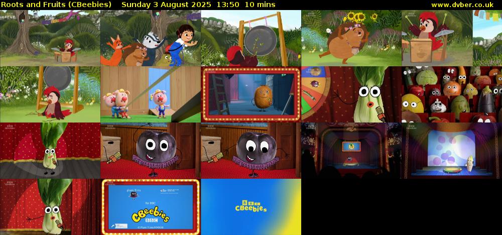 Roots and Fruits (CBeebies) Sunday 3 August 2025 13:50 - 14:00