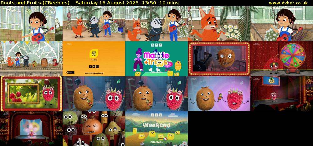 Roots and Fruits (CBeebies) Saturday 16 August 2025 13:50 - 14:00