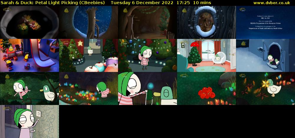 Sarah & Duck: Petal Light Picking (CBeebies) Tuesday 6 December 2022 17:25 - 17:35