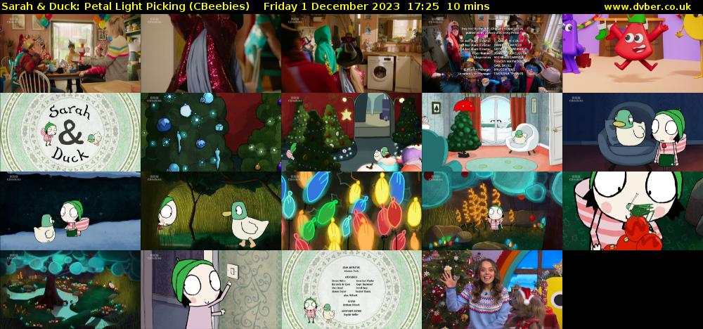 Sarah & Duck: Petal Light Picking (CBeebies) Friday 1 December 2023 17:25 - 17:35