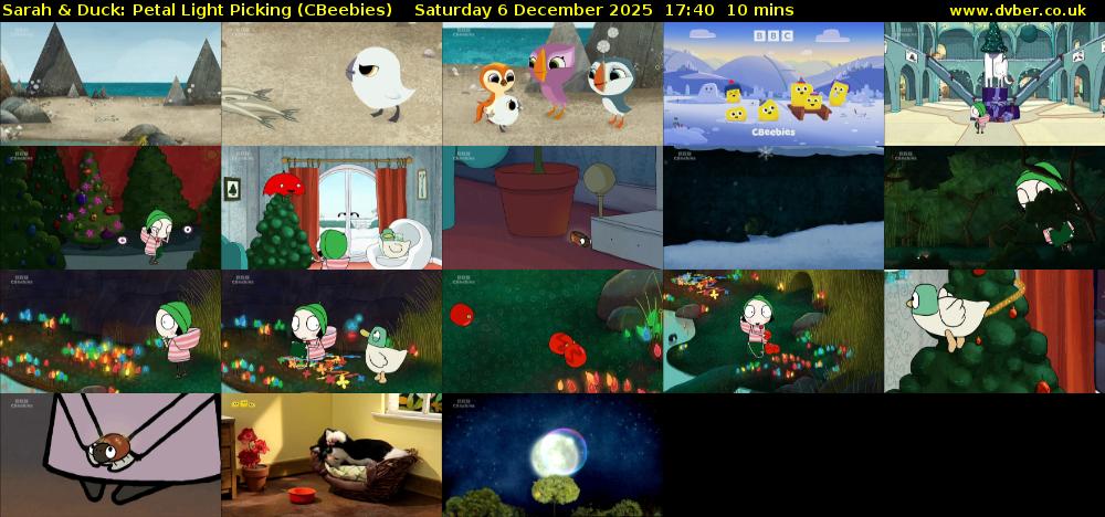 Sarah & Duck: Petal Light Picking (CBeebies) Saturday 6 December 2025 17:40 - 17:50