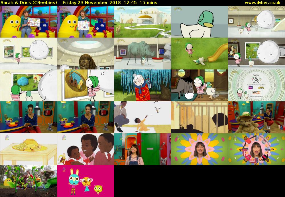 Sarah & Duck (CBeebies) Friday 23 November 2018 12:45 - 13:00