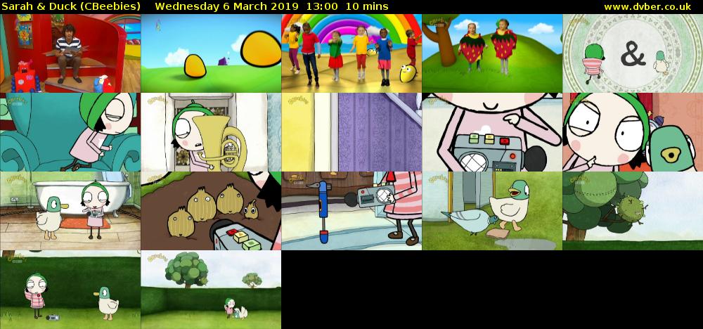 Sarah & Duck (CBeebies) Wednesday 6 March 2019 13:00 - 13:10