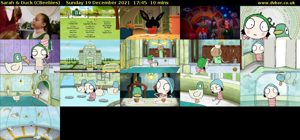 Sarah & Duck (CBeebies) Sunday 19 December 2021 17:45 - 17:55